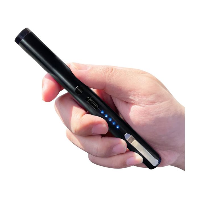 40,000,000 Volts Pen Stun Gun Flashlight with battery meter and pocket clip Black - Image 2