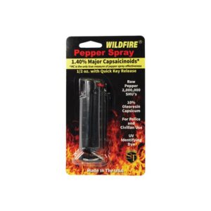 Wildfire 1.4% MC 1/2 oz pepper spray hard case with quick release keychain black