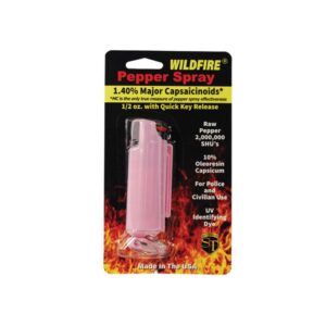 Wildfire 1.4% MC 1/2 oz pepper spray hard case with quick release keychain pink