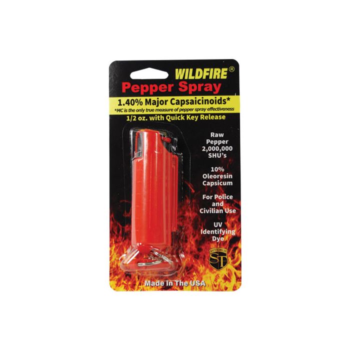 Wildfire 1.4% MC 1/2 oz pepper spray hard case with quick release keychain red