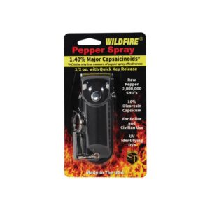 Wildfire 1.4% MC 1/2 oz pepper spray leatherette holster and quick release keychain black