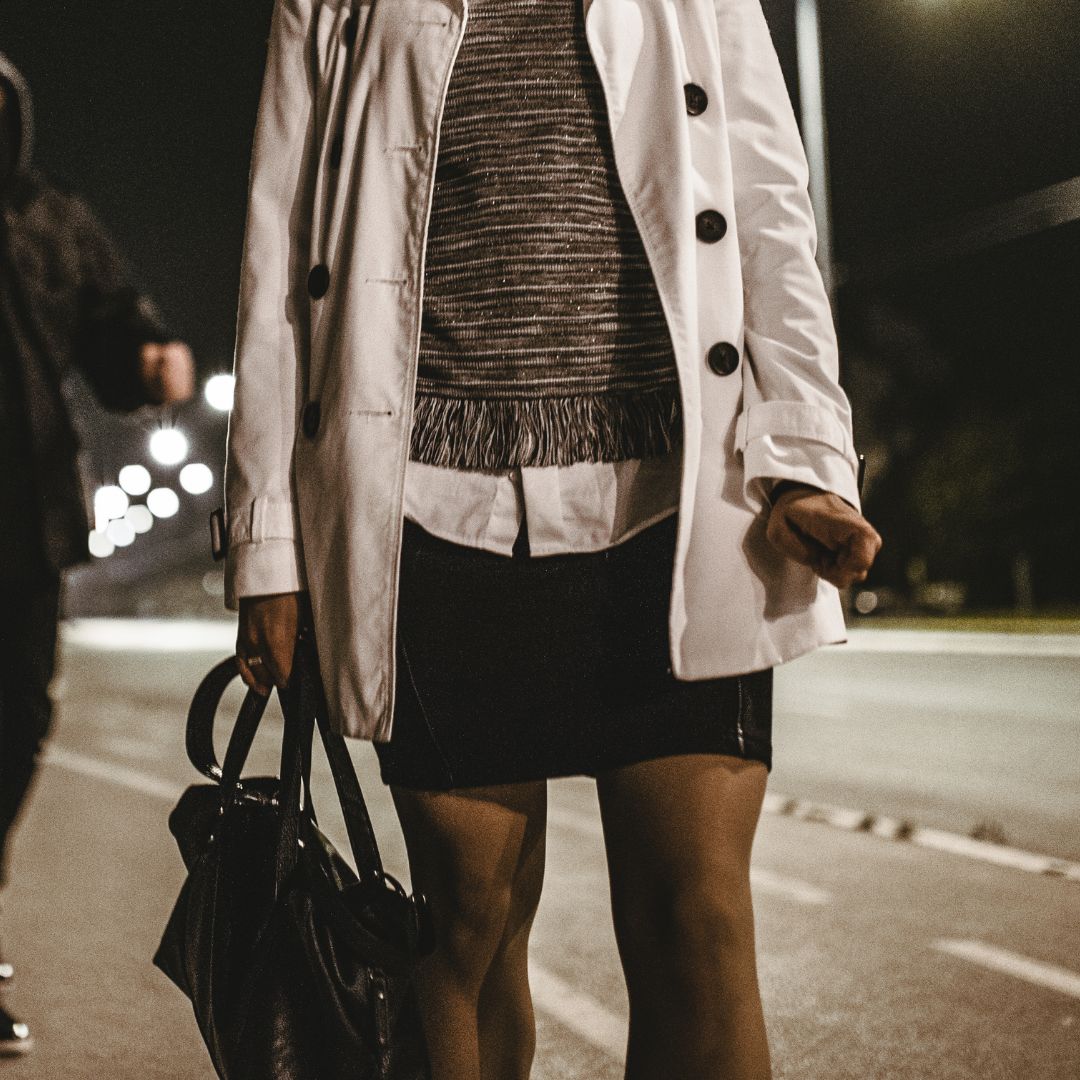 Woman ready to use a personal alarm