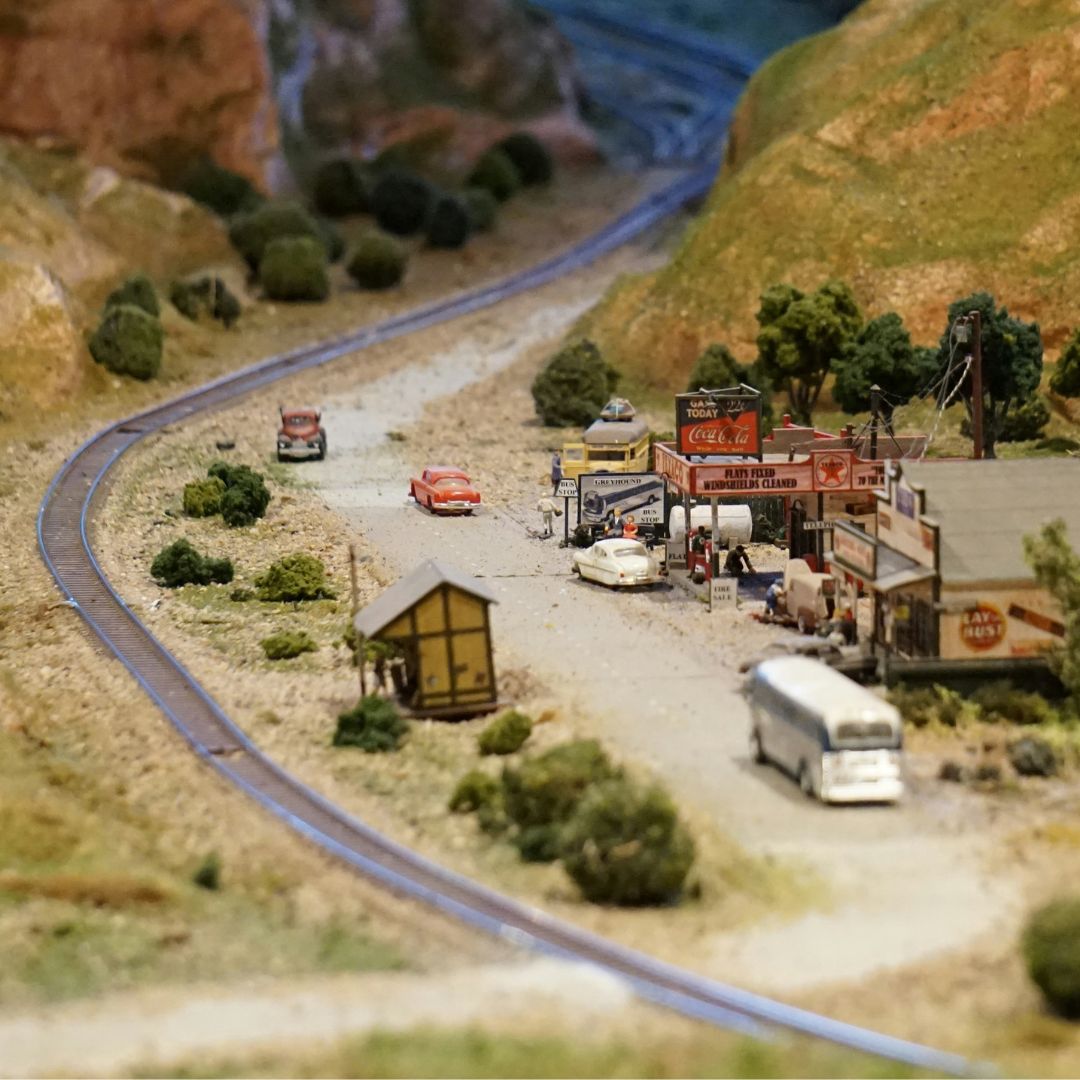 model valley and train track, model cars