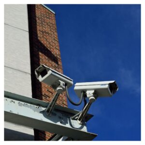 two security cameras on a business