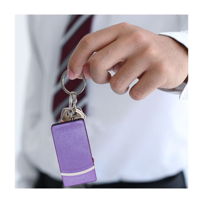 Fang Keychain Stun Gun and Flashlight with Battery Meter Purple - Image 4