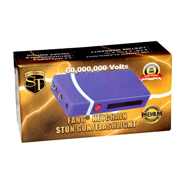 Fang Keychain Stun Gun and Flashlight with Battery Meter Purple - Image 5