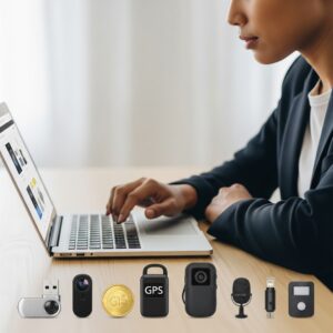 A person browsing security devices online, highlighting the accessibility of products for customers anywhere in the nation.