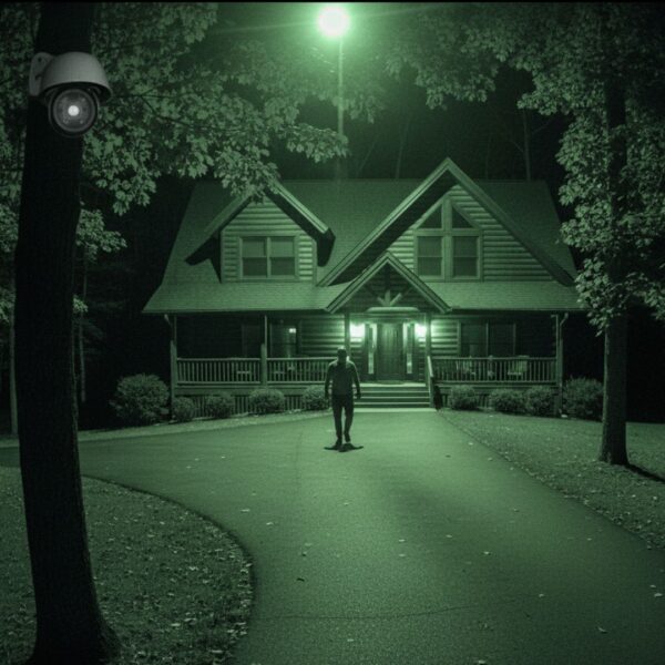 A clear image captured by a security camera using night vision technology.