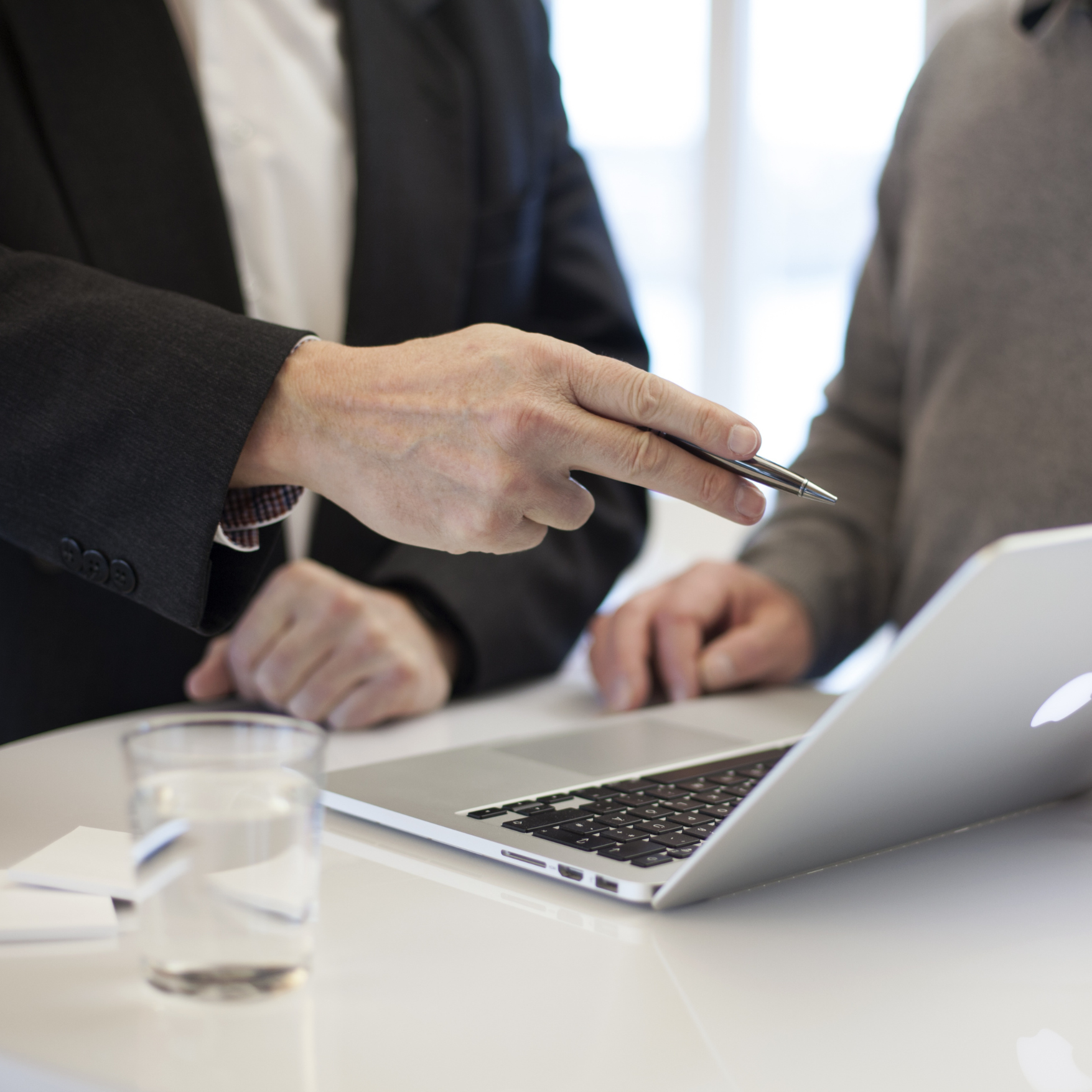 consulting on product offerings on laptop